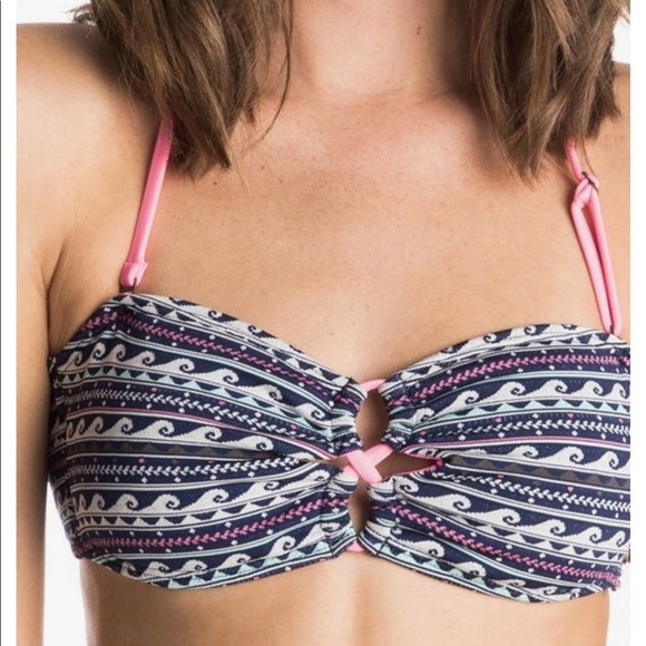 NWT roxy Colorwave Bandeau Bikini Top small - Picture 3 of 4